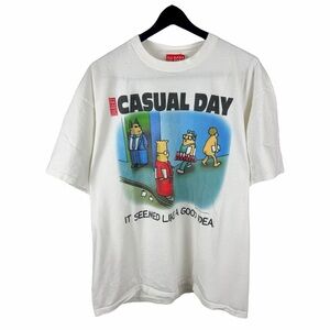 Vintage 90s Dilbert Casual Day Cartoon Comedy Graphic White Shirt Size XL